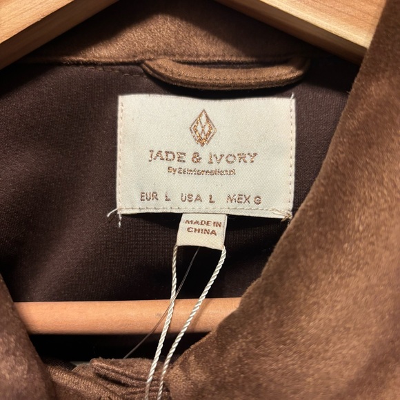 NEW 26 International Jade & Ivory Brown Faux Suede Belted Shirt Jacket Women’s L - Picture 5 of 7